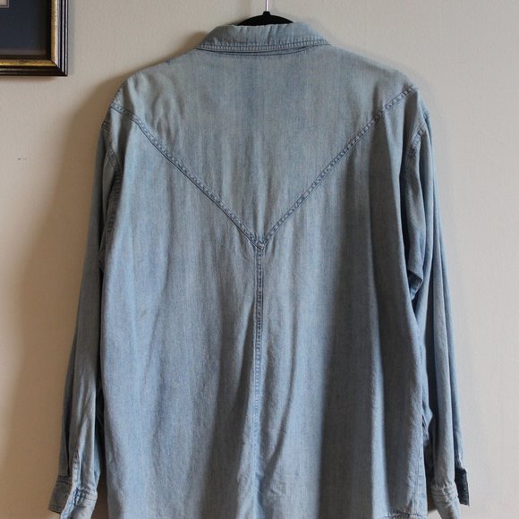 80s Vintage Galliano Western Denim Long Sleeve Medium - Picture 7 of 8